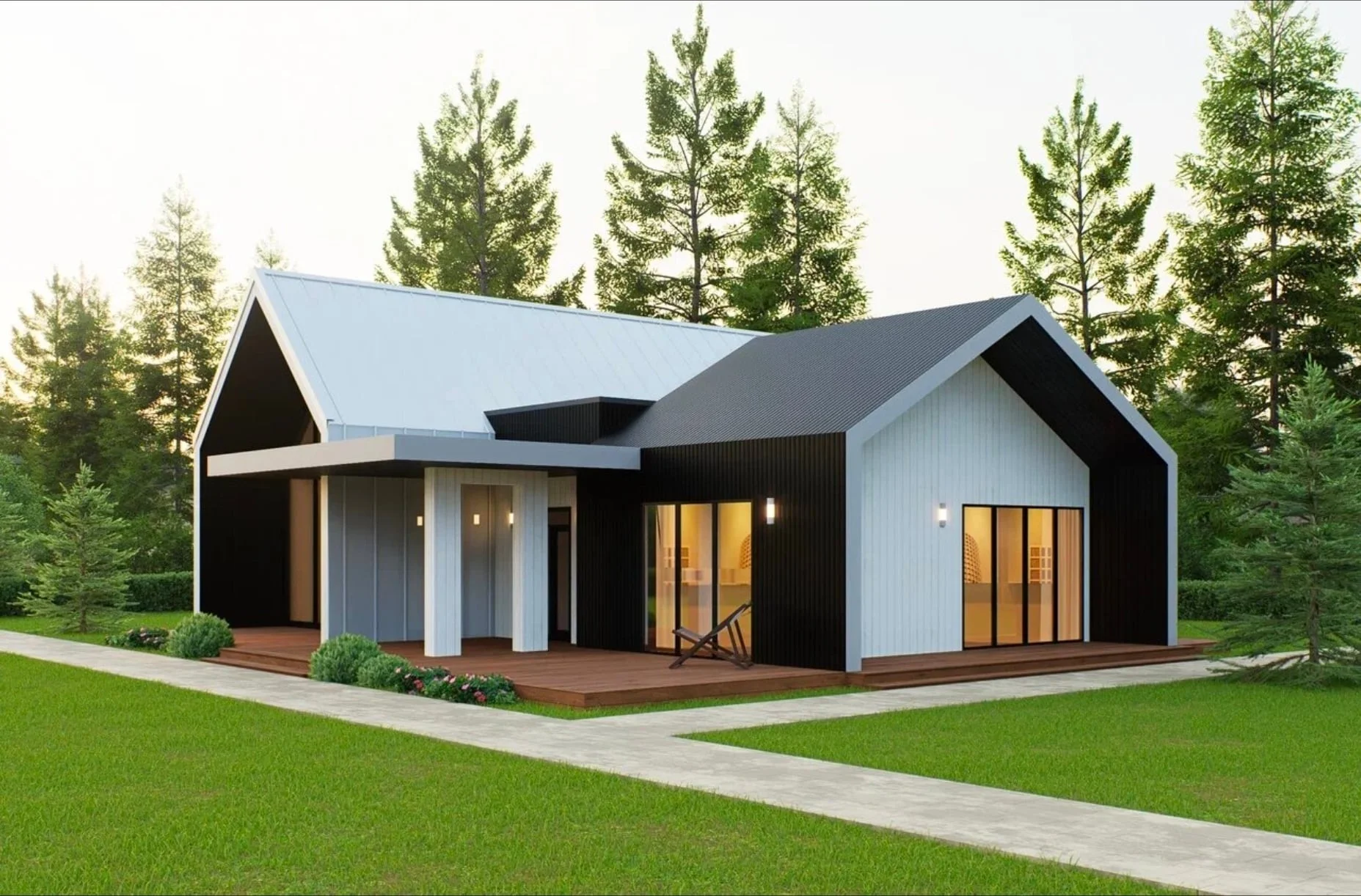 Планировка каркасного дома Барнхаус 120 м² — 4 спальни