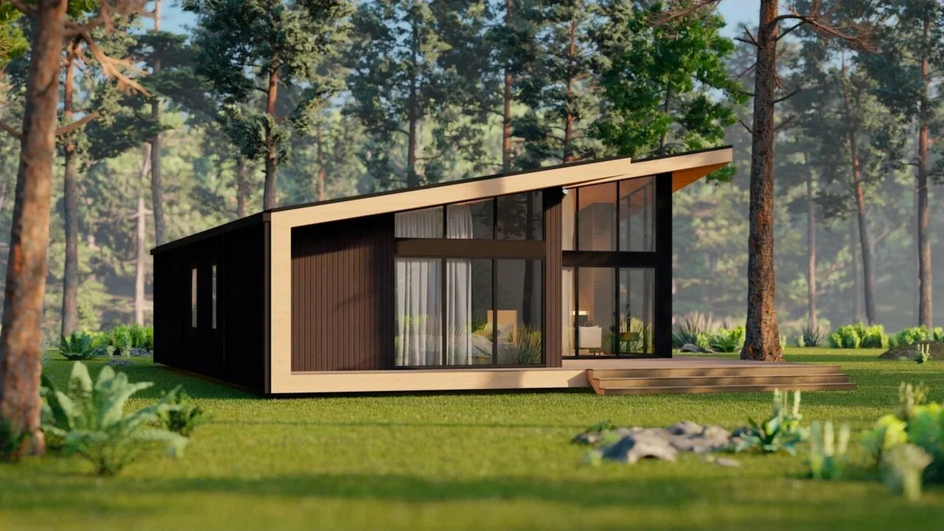 Планировка каркасного дома Шале 120 м² — 4 спальни