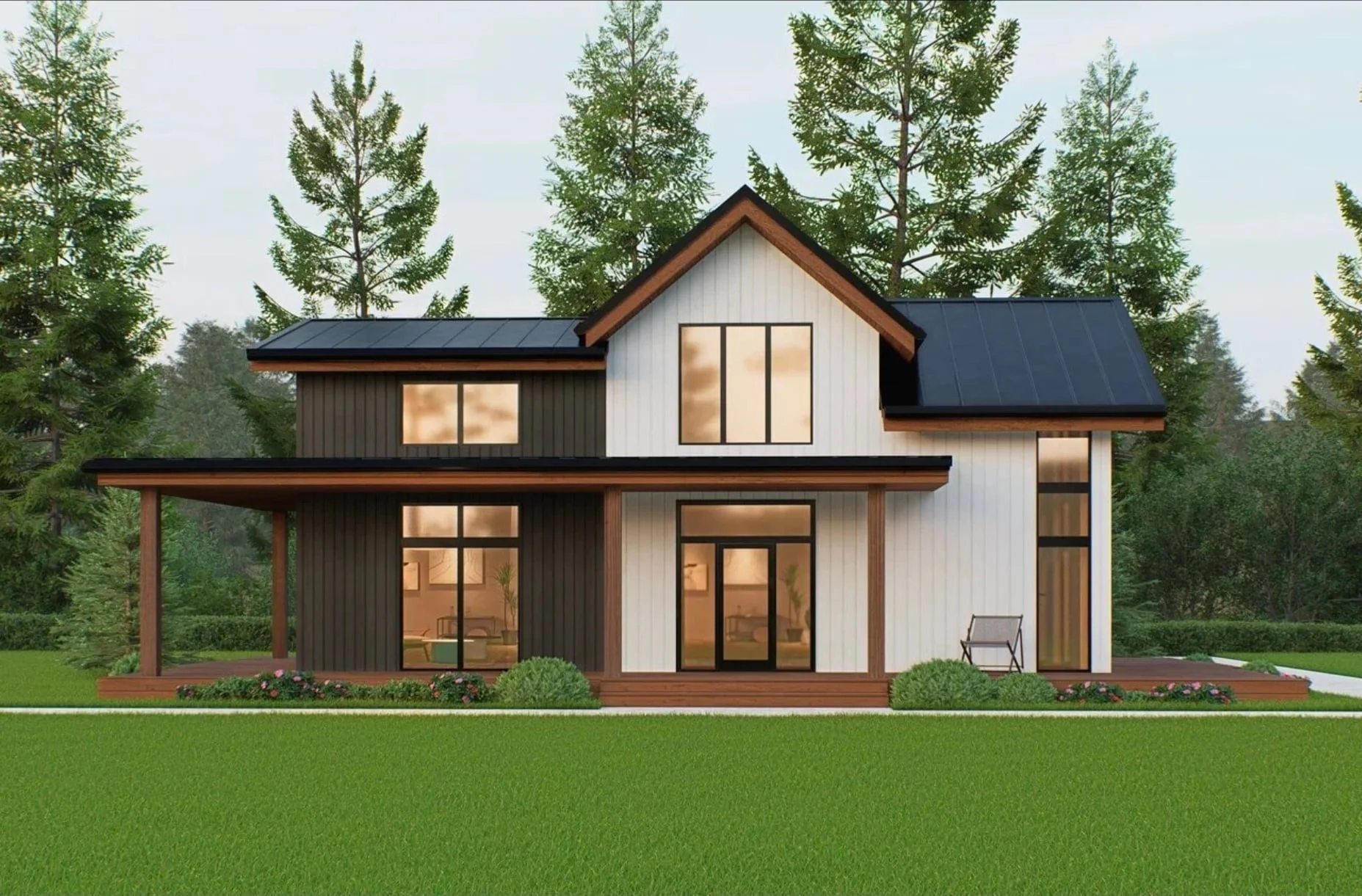 Планировка каркасного дома Кантри 200 м² — 5 спальни