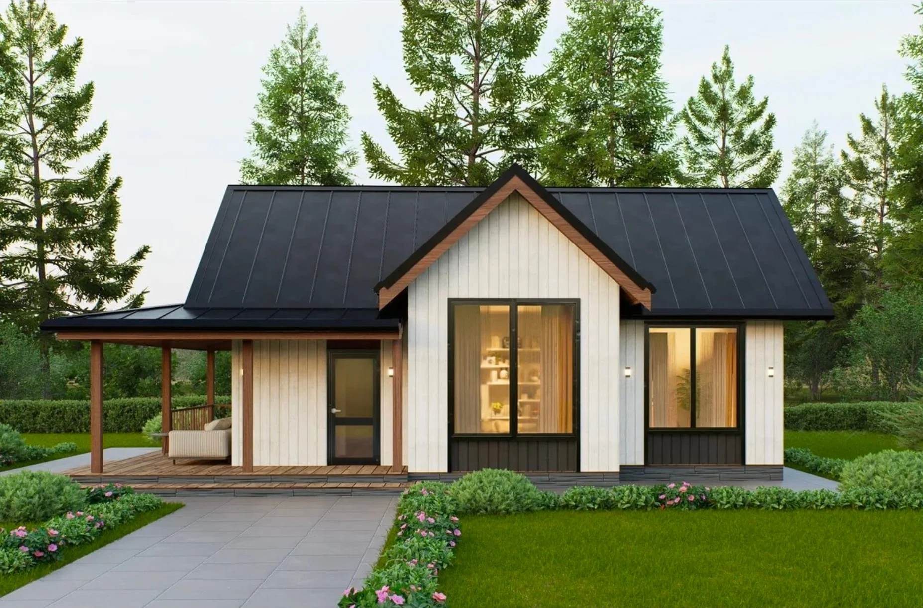 Кантри 75 м² — интерьер каркасного дома, ERA Concept