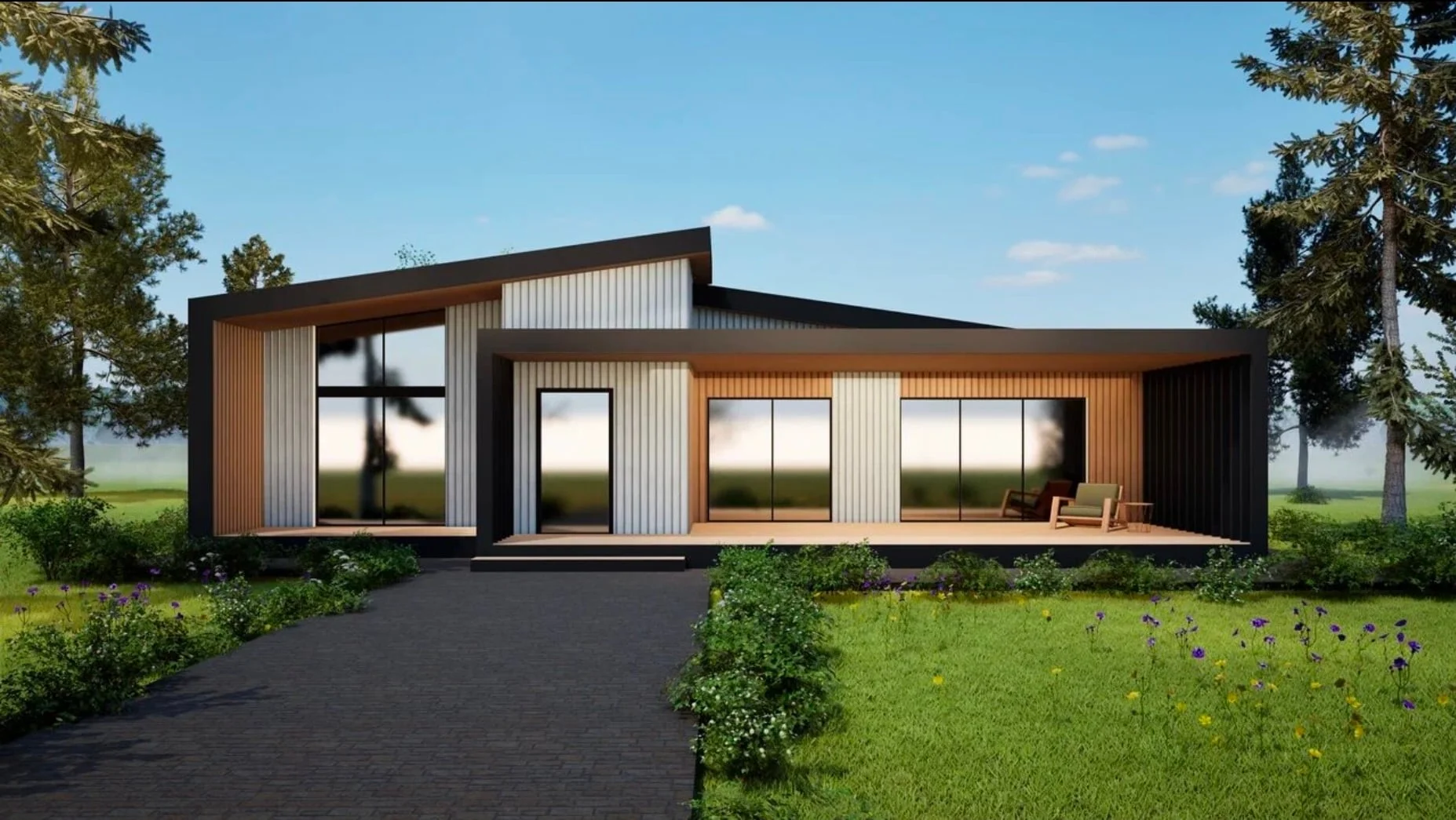 Сканди 100 м² — интерьер каркасного дома, ERA Concept