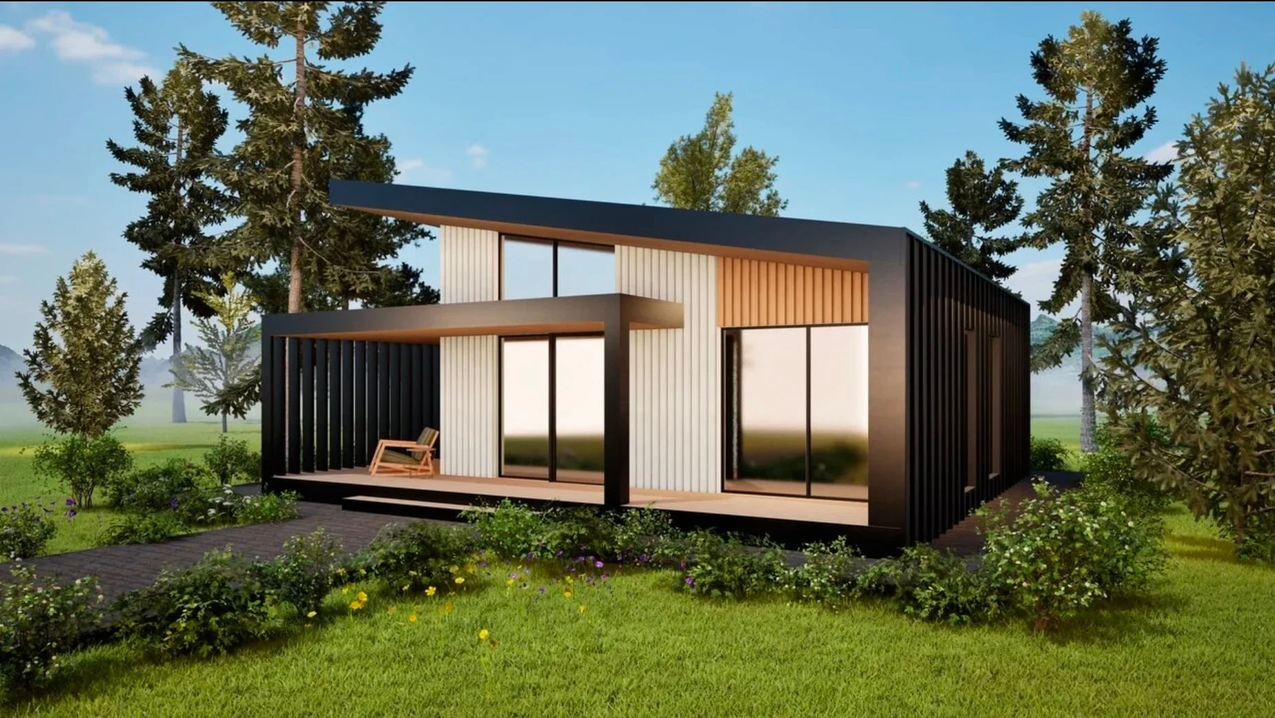 Планировка каркасного дома Сканди 50 м² — 1 спальни